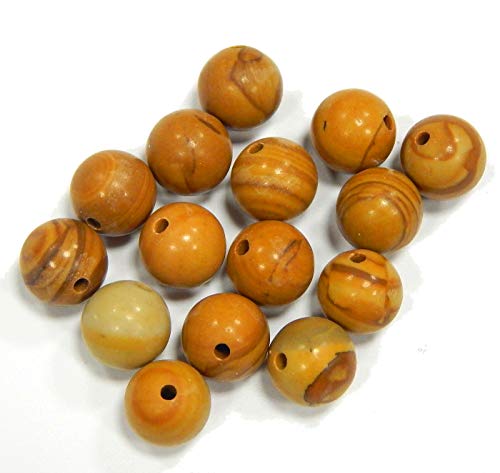 Perlin Edelstein Perlen Versteinertes Holz Petrified Wood Holzopal 6mm Kugel 18stk Schmuckstein Perlenstein Perlenkette Neu von Perlin