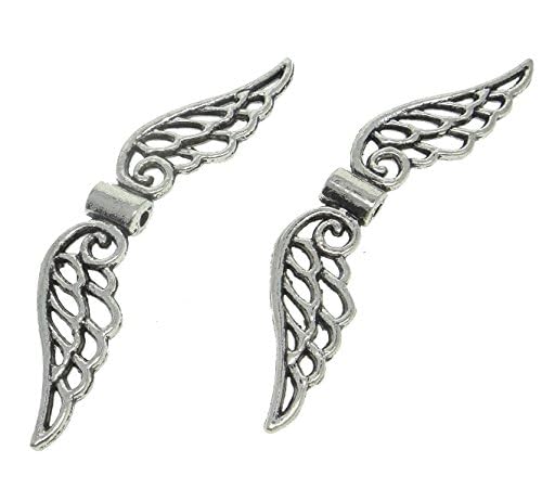 Perlin Engelsflügel METALLPERLEN FLÜGEL 32mm PERLEN METALL SPACER SILBER BASTELN 32mm M438 von Perlin