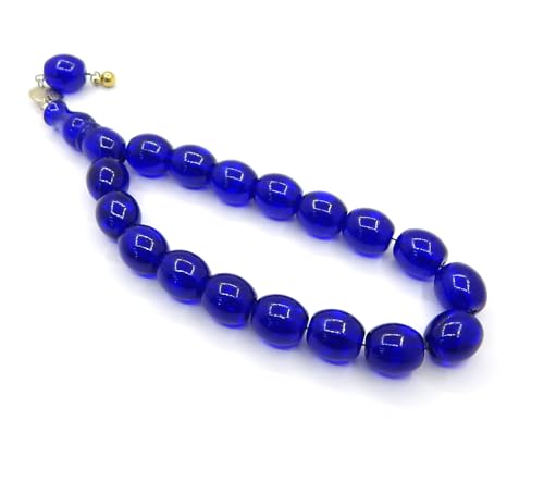 Perlin Gebetskette Gebetsperlen Tesbih Tasbih Tespih Misbaha Subha 17, Muslimisches Islamic Rosenkranz Armbänder Anbetungszubehör Edelstein Effekt Perlen Oval 14x12 mm (Royal Blau) von Perlin