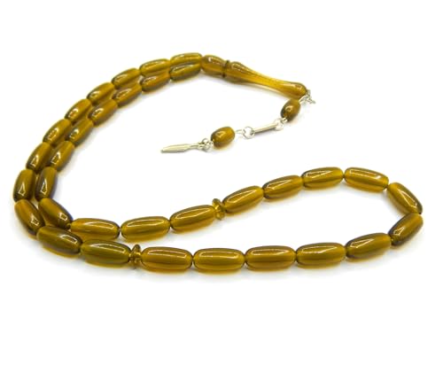 Gebetskette Gebetsperlen Tesbih Tasbih Tespih Misbaha Subha 33, 15mm Muslimisches Islamic Rosenkranz Anbetungszubehör Schmuck Armbänder Länge 38cm (Olivgrün) von Perlin