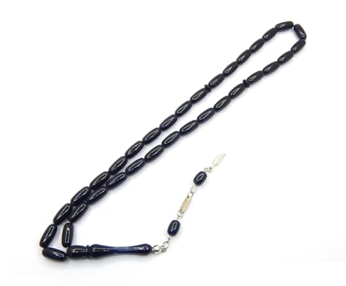 Gebetskette Gebetsperlen Tesbih Tasbih Tespih Misbaha Subha 33, 15mm Muslimisches Islamic Rosenkranz Anbetungszubehör Schmuck Armbänder Länge 38cm (Schwarz) von Perlin