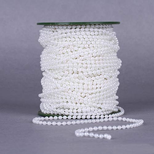 Girlande mit Wachsperlen 4mm Band Perlenband Weiss Tischband Dekoband Hochzeit Tischdeko Perlenkette Zuchtperle Imitat Perlmutt Wedding Kinder Party Perlengirlande Dekoperle C332 von Perlin