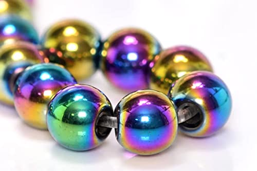 Hämatitperlen Regenbogen Perlen 4/6/8 mm Hematit Runde Nicht Magnet Hämatit Rainbow Edelsteine 38cm 1 Strang (4mm - 95 Stück) von Perlin