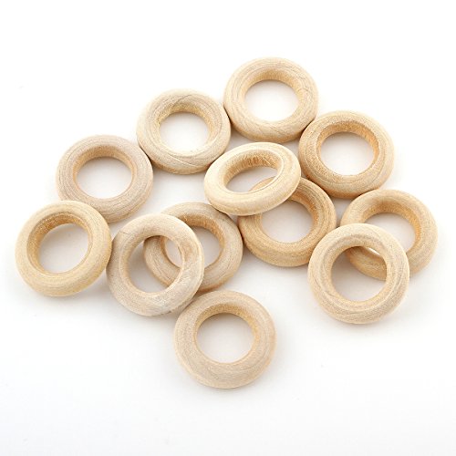 Holzring, Ø 15mm Holzringe Schmuck, 40stk Holzringe Unvollendete glatten Holz Hoop Gardinenringe für Gardinen, Vorhangringe, Ringe aus Holz H160 von Perlin