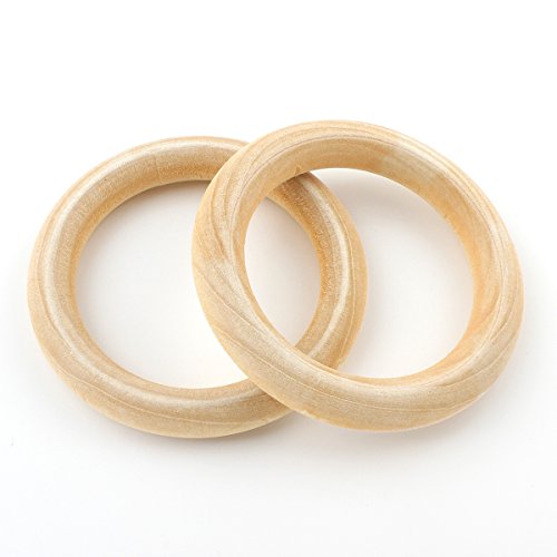 Holzring, Ø 55mm Holzringe Schmuck, 5stk Unvollendete glatten Holz Hoop Vorhangringe, Ringe aus Holz von Perlin