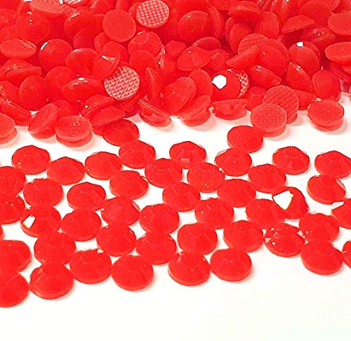 Hotfix Steine Set 5mm,Resin zum aufbügeln, 400stk, Epoxy Neon Farben, SS20, Hotglue, Glitzersteine Perlen, Hotglue Halbperle (Rot) von Perlin