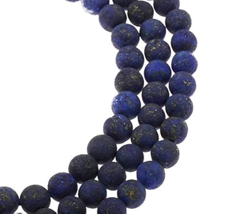 Perlin Lapislazuli Perlen Edelstein 8mm und 6mm Matt Schmuckstein, Kugel Halbedelstein Edelsteine Frosted Gemstone Beads (Lapislazuli, 6mm) von Perlin