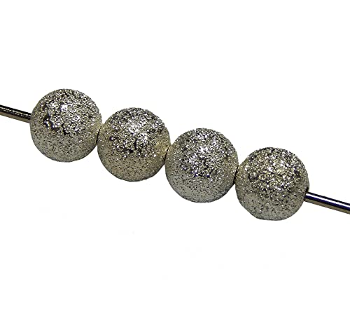 Perlin Messing Perlen Sternstaubperlen Stardust Metallperlen 4/6/8 mm Rund Spacer Zwischen Perlen (6mm, Antik Silber - 50Stück) von Perlin