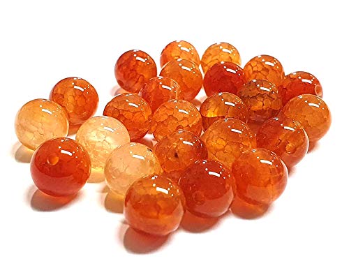 Natur Crackle Dragon Veins Achat Perlen, Edelstein, Rot Orange 6/8/10 mm Kugel, Schmuckstein, Bastelstein (8mm 15 Stück) von Perlin