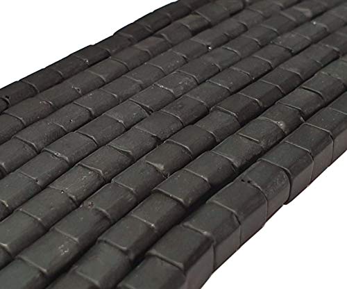 Perlin Onyx Halbedelstein Strang Schwarz Perlen Poliert und Matt Set Halbedelstein Strang 4/6/8/10 mm Perlenstrang Perlenkette (6mm x 6mm Würfel Matt) von Perlin