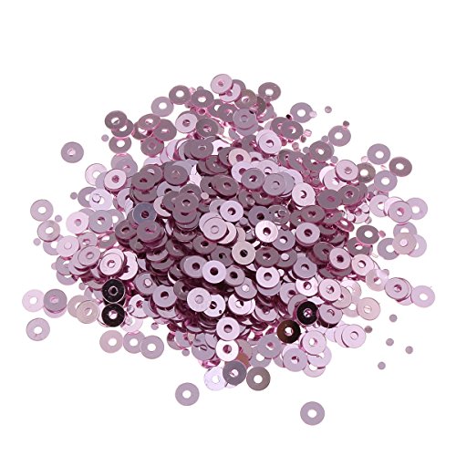 Pailletten Glatt Rund Perlen Ø 3mm 2400 STK. und 4mm 1200 STK. für Basteln Nähen Dekoration DIY Kleidung und Schmuck, Handwerk Metallic Sequin (3mm, Vintage Rosa) von Perlin