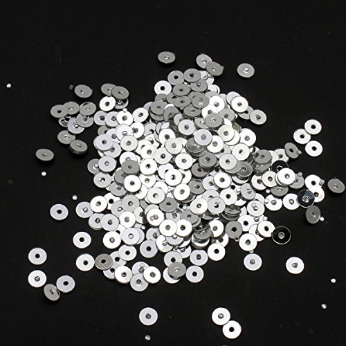 Pailletten Glatt Rund Perlen Ø 3mm 2400 STK. und 4mm 1200 STK. für Basteln Nähen Dekoration DIY Kleidung und Schmuck, Handwerk Metallic Sequin (3mm, Silber) von Perlin