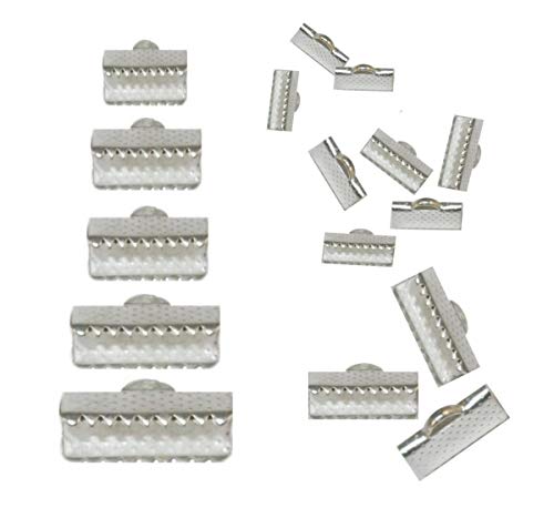 Perlin - 100 Metall Endkappen Set Verbinder Kappen Verschluss 6/8/10/13/16 mm Krokodilklemme End Tip Endteile für Draht Schmuck Connectors Klemmbleche Legierung Schnalle Haken von Perlin