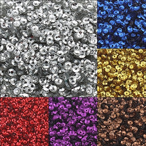 Perlin - 12000 Stk. Pailletten Ø 4mm 10 Farben Set Schüssel gewölbt für DIY Kleidung und Schmuck, Handwerk Metallic Basteln Sequin Bombe von Perlin