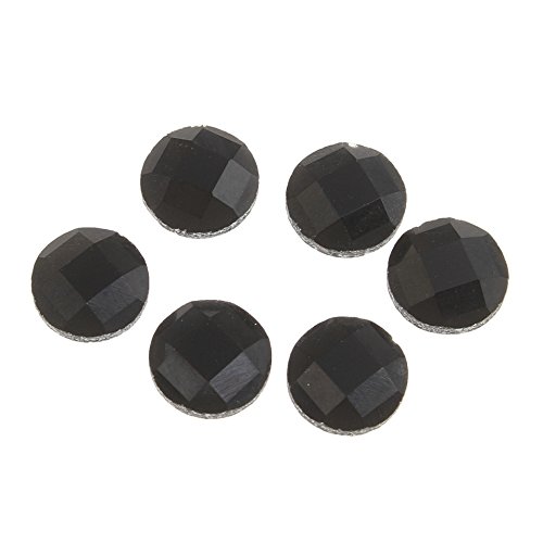 Perlin 15 Glas Cabochons 8mm facettiert Kristall Schwarz Glasschliff Strass-Steine R210 von Perlin