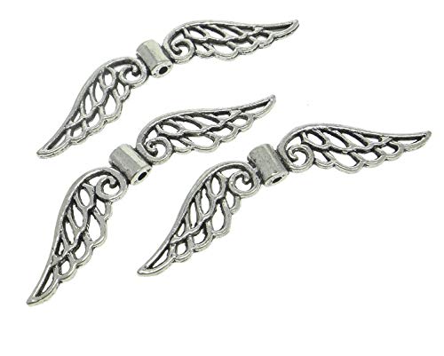 Perlin - 20 Flügel Engel Metallperlen Engelsflügel Perlen 52mm Metall Spacer Schmuckteile M444 x 2 von Perlin