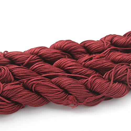 Perlin 30 Meter Makramee Garn 1mm Schnur, Schmuckschnur, Schmuckfaden für DIY Handwerk Machen (Bordeaux Rot) von Perlin