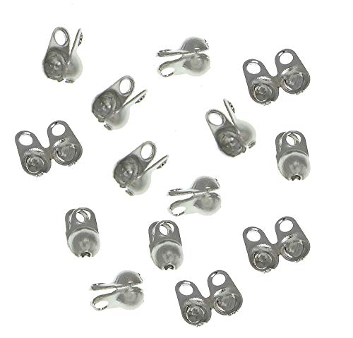 Perlin 300 Stk. Quetschkalotten Fädelkalotten Metall Kalotten Ösen Klappkapseln 3 x 2 mm Silberfarbe M143 x3 von Perlin