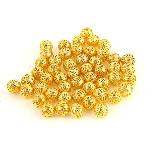 Perlin - 300Stk. Filigran Schmuck Perlen Metallperlen 8mm Gold Zwischenperlen Zwischenteile Spacer Kugel von Perlin