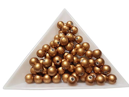 Perlin 50 Wachsperlen 8mm Kunststoff Acryl Perlen Tischdeko Hochzeit Rund Drahtsterne Streudeko Perlmutt Perlensterne Basteln Wachs-Perlen (Braun Matt) von Perlin