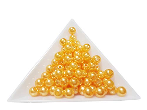 Perlin 50 Wachsperlen 8mm Kunststoff Acryl Perlen Tischdeko Hochzeit Rund Drahtsterne Streudeko Perlmutt Perlensterne Basteln Wachs-Perlen (Gold) von Perlin