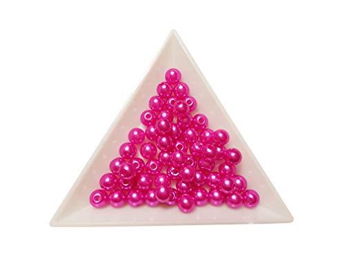 Perlin 50 Wachsperlen 8mm Kunststoff Acryl Perlen Tischdeko Hochzeit Rund Drahtsterne Streudeko Perlmutt Perlensterne Basteln Wachs-Perlen (Pink) von Perlin