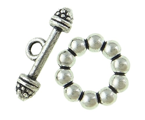 Perlin 8 Set T-Schließe Knebel Verschluss Metall Knebelverschluss Pompon Motiv Silber Verbinder 16 Teile Kettenverschluss Toggle T Bar Kettenverbindung Für Schmuck 15mm J33 von Perlin