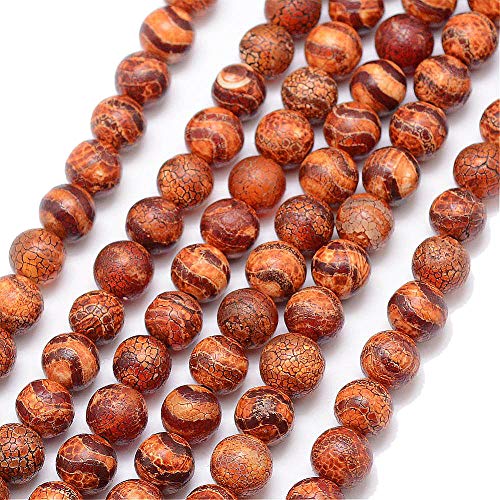 Perlin DZI Achat Buddha Edelstein Perlen, 8mm, Kugel, Tibetanischer Natur Effloresce Schmuckperlen, Perlenstein, Schmuckstein, Agate Beads Gemstone (Model-3) von Perlin