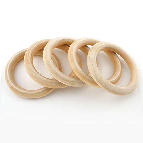 Perlin Holzring, Ø 55mm Holzringe Schmuck, 5stk Unvollendete glatten Holz Hoop Spielzeug, Gardinenringe für Gardinen, Vorhangringe, Ringe aus Holz H166 von Perlin