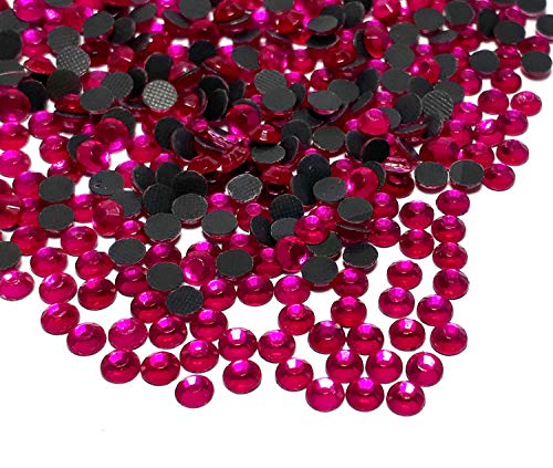 Perlin Hotfix 5mm Flatback Rückseite Strasssteine SS20 1440 Stück Glas Steine Runde Kristall Edelsteine (Fuchsia) von Perlin