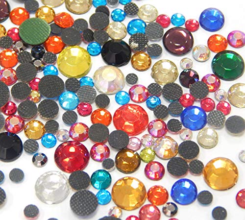Perlin - Hotfix Strasssteine Mix Set 2mm 3mm 4mm 5mm 6mm Bunte 3600stk AA Qualität zum Aufbügeln Glitzersteine Rhinestone Selbstklebend Farben-Mix von Perlin