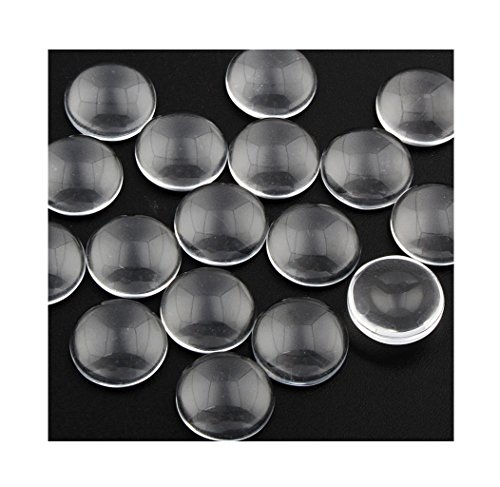 Perlin - Klar Glas Cabochon 12mm 80stk Rund Transparent Dekoration Schmuckherstellung Glaskuppel Cabochons DIY-Schmuck R183 x2 von Perlin