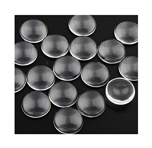 Perlin - Klar Glas Cabochon 14mm 60stk Rund Transparent Dekoration Schmuckherstellung Glaskuppel Cabochons DIY-Schmuck R182 x2 von Perlin