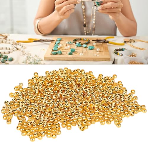 Perlin - Quetschperlen Crimps Perlen Rund 2mm 700stk Messing Metall Gold Farbe für Schmuckherstellungs Schmuck Zubehör von Perlin