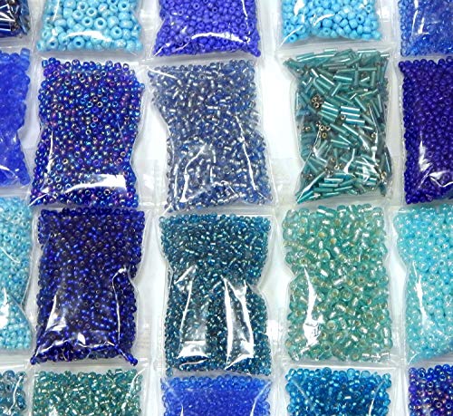 Rocailles Blau Set 2mm 3mm 4mm 6mm Perlen Glas 20 Pack 400g 20 pack Tube und Rund form Perlenset Bastelset AM21 Rocailles Blau Set 2mm 3mm 4mm 6mm Perlen Glas 20 Pack 400g 20 pack Tube und Rund form Perlenset Bastelset AM21 von Perlin