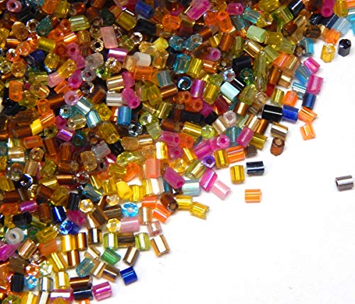 Rocailles Perlen 2mm, 450g/100g, Glas Stiftperlen, Röhrchen, Tubes, Stäbchen perlen, Roccailles, Seed Beads (Bunt, 100) von Perlin