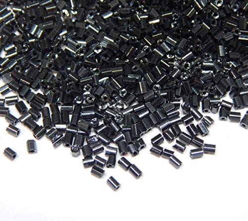 Rocailles Perlen 2mm, 450g/100g, Glas Stiftperlen, Röhrchen, Tubes, Stäbchen perlen, Roccailles, Seed Beads (Schwarz, 100) von Perlin