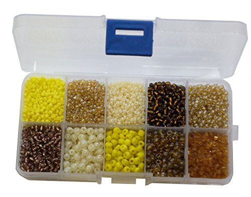 Rocailles Perlen 2mm 3mm 4mm 6mm Stiftperlen Gold Gelb Braun Set Silbereinzug Matt mit PerlenBox 200g AM5 von Perlin