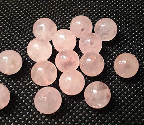 Rosa Quarz/Quartz Edelstein Perlen, 8mm, 6mm, 4mm, Kugel, Stein Perle mit Loch zum auffädeln Perlenkette Schmuckperlen Schmuckstein (6mm 18 Stück) von Perlin