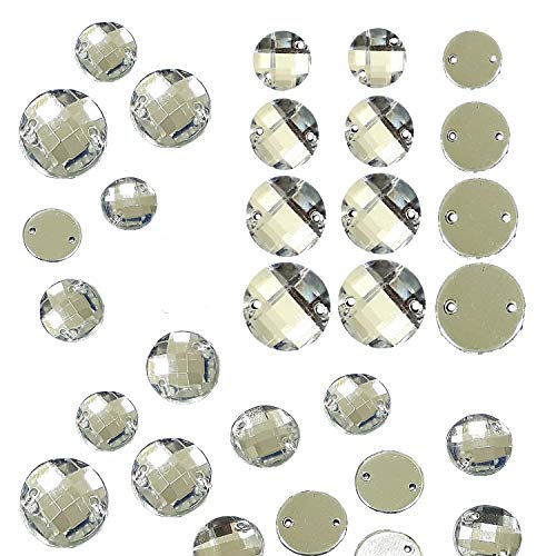 Strasssteine zum aufnähen Glitzersteine zum annähen Runde Set Kristall Acrylsteine Crystal Flatback für Kleidungsstück Basteln Kleidung und Tasche Deko (12mm 100 Stück) von Perlin