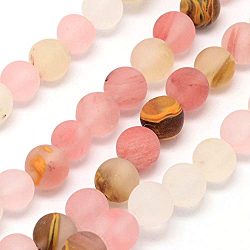 Perlin Tigerskin Kirsch Quarzglas Perlen Halbedelstein Mattiert Gefrostet Rund 4mm 6mm 8mm 10mm Grün Set Lose Schmuckstein Schmuckperlen Schmuckdesign Bastelzubehör Perlenkette (10mm, 12 Stück) von Perlin