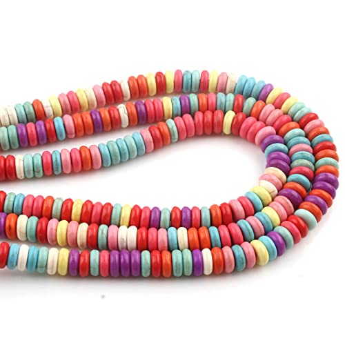 Perlin Türkis Halbedelsteine Perlen 8mm Rondelle Disc Bunt 110stk Edelsteine Schmuckperlen Schmuckstein zum auffädeln von Perlin