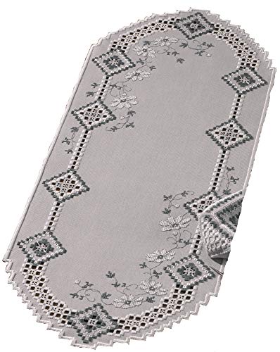 Permin Hardanger Tischläufer Stickpackung Hardanger Grau Zählmuster von Permin