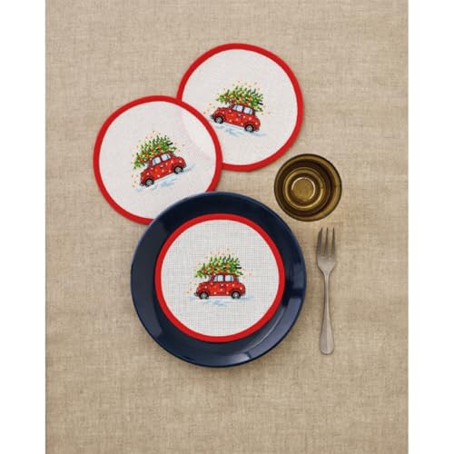Tischdeckchen 3er Set Kreuzstich Stickpackung Weihnachtsauto Zählmuster Tischdeckchen 3er Set Kreuzstich Stickpackung Weihnachtsauto Zählmuster von Permin