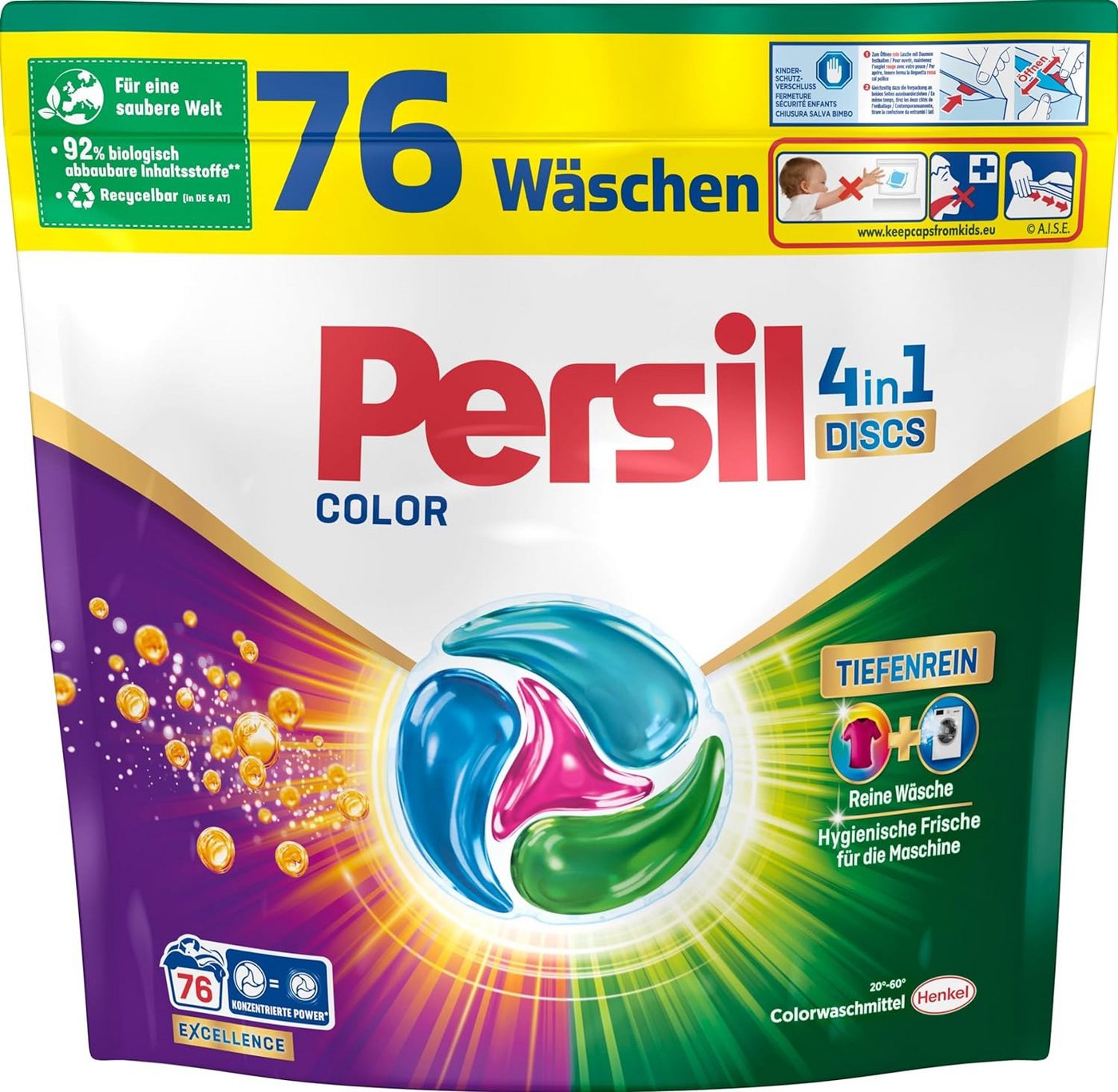 Persil Color 4-in-1 Discs 76 WL Colorwaschmittel (Großpack, [76-St. Kapseln mit Tiefenrein Technologie) von Persil