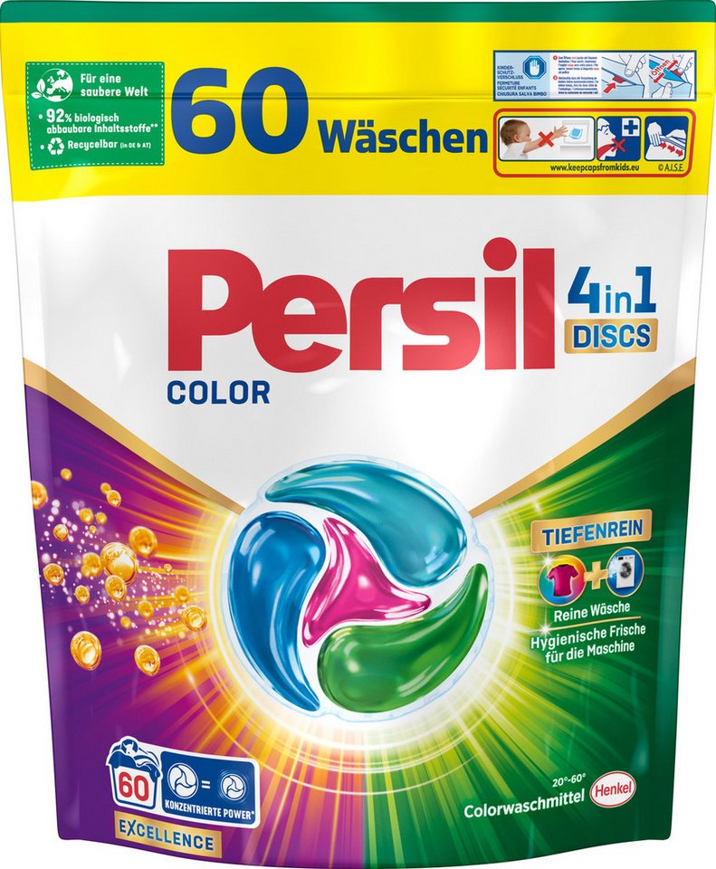 Persil Color DISCS 60WL Vollwaschmittel (Praktische Dosierung, [60-St. 1,02kg Tiefenrein Technologie) von Persil