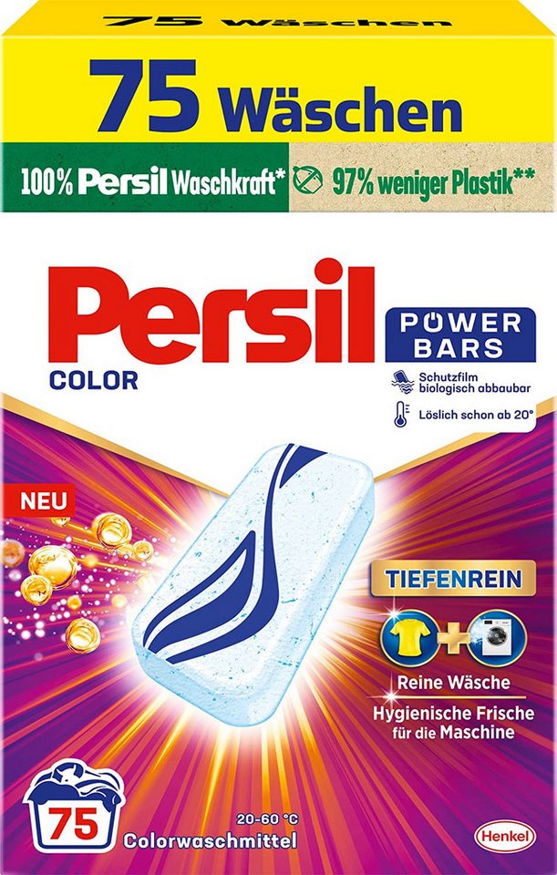 Persil Color Power Bars 75 WL Vollwaschmittel (Vorratspack, [75-St. Bars mit Tiefenrein Technologie) von Persil