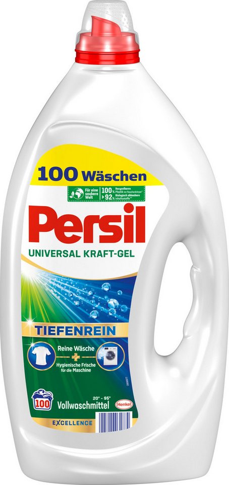 Persil Universal Kraft-Gel 100 WL Vollwaschmittel (Vorratspack, [1-St. Flüssigwaschmittel mit Tiefenrein Technologie) von Persil