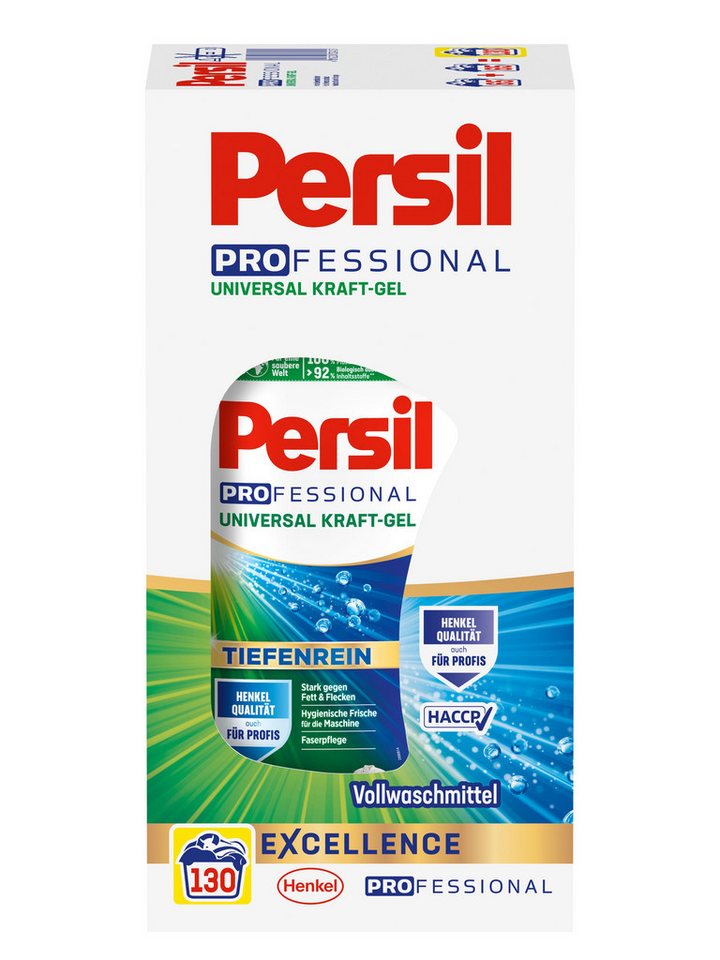 Persil Universal Professional Kraft Gel 2x 65 WL (130WL) Vollwaschmittel (Spar-Set, [2-St. Flüssigwaschmittel mit Tiefenrein Technologie) von Persil