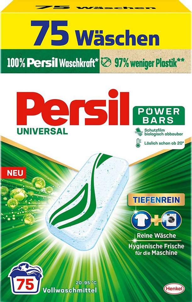 Persil Universal Power Bars 75 WL Vollwaschmittel (Vorratspack, [75-St. Bars mit Tiefenrein Technologie) von Persil